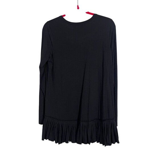 Logo Top Women M Black Neutral Minimalist Preppy Classic Mature Ruffle Boho 80s - Picture 1 of 10